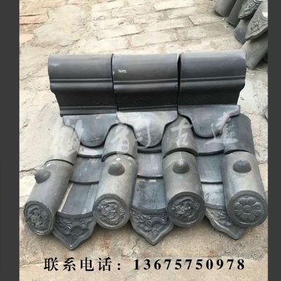 余杭古建材料瓦片 小青瓦 寺庙瓦 筒瓦 土瓦 滴水花边 砖雕